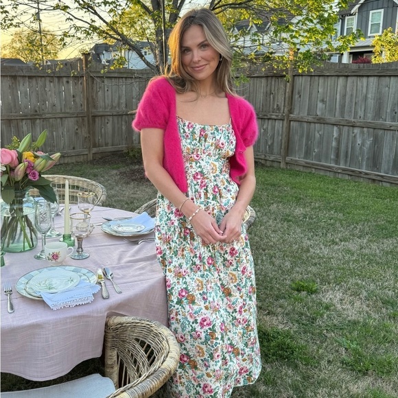 NWT Doen Benoit Cotton Ruched A Line Tiered Midi Maxi Dress Liberty Rose Romance - Picture 5 of 16